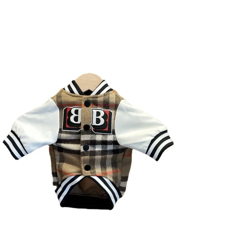 Hot Selling Brown Beige Plaid Luxury Designer Dog Coats Pet Clothes Best Seller Pet Jacket Winter Clothes For Dogs