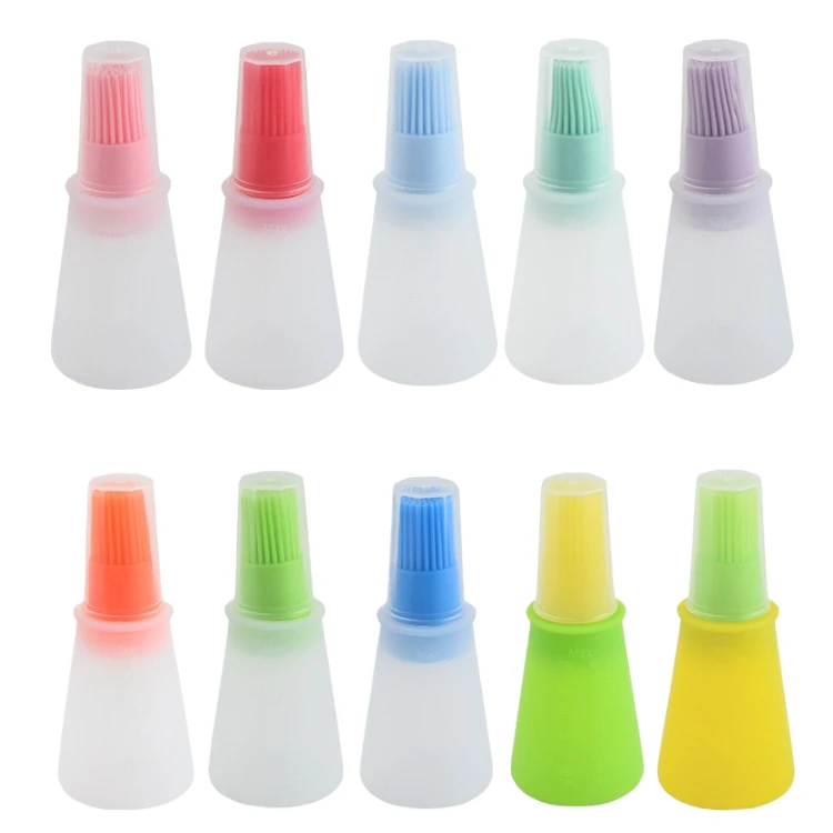 Silicone oil brush washable with oil bottle household heat resistant barbecue baking oil brush reusable with bottle