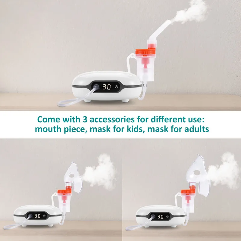 Home Medical Devices OEM Service Kids Adults Travel Use Portable Digital Display Timing DC Compressor Nebulizer