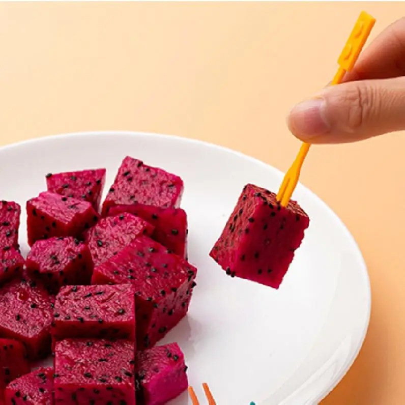 Disposable Plastic Fruit Forks Cocktail Tasting Appetizer Forks Set Toothpick Portable Salad Fruit Forks