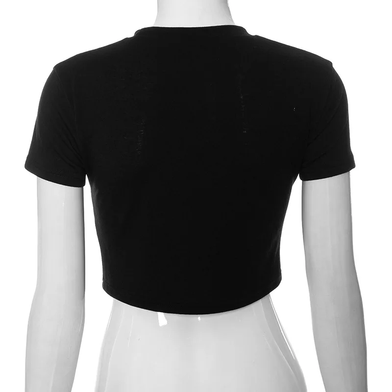 Manufacturer Custom Wholesale Cotton Cotton Short Women Summer Rhinestone Stretchy Crop Top Tee T-shirts