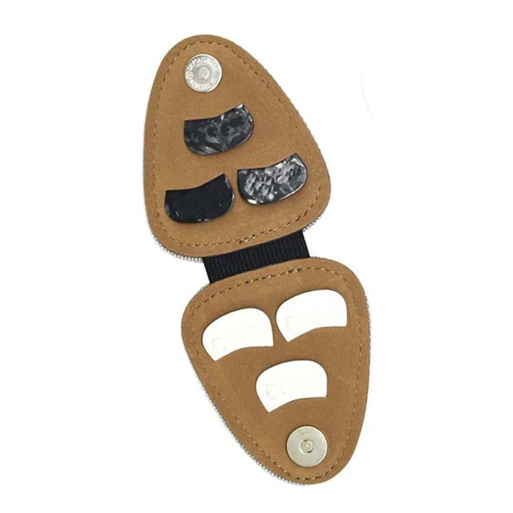 Guitar Picks Holder Case Bag PU Synthetic Leather with 6pcs Celluloid Picks String Instrument Accessories