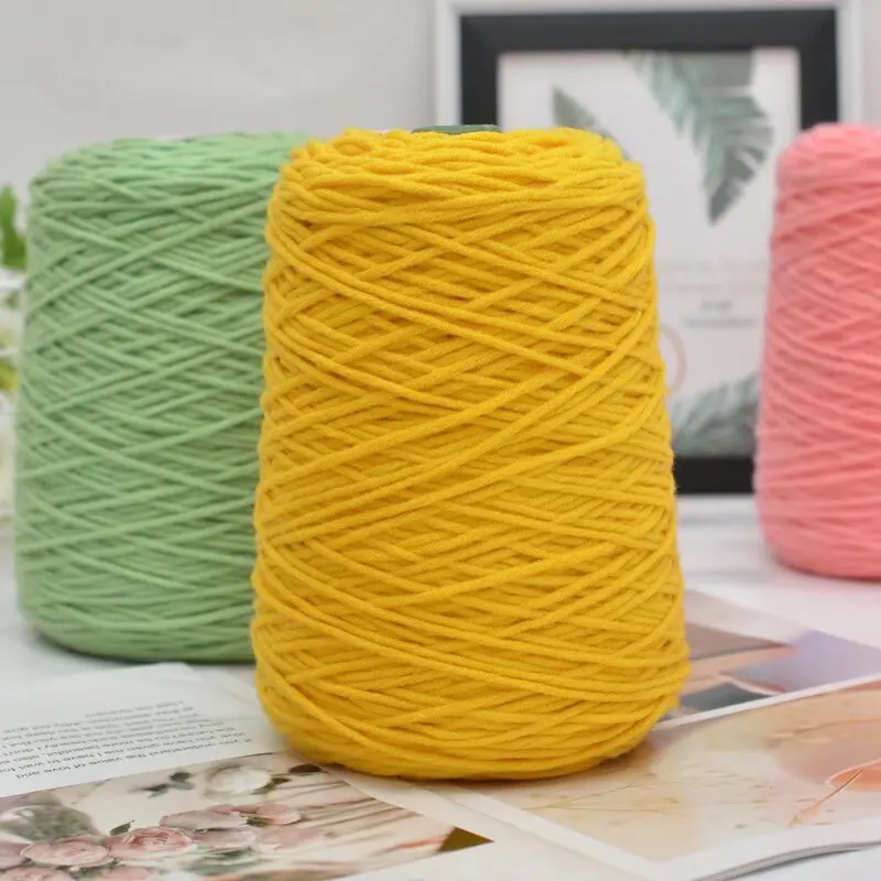 Wholesale Stock 400gram per Roll 100% Acrylic Knitting Yarn Dyed Pattern Colored Tufting Thread Sewing Weaving Crochet Knitting