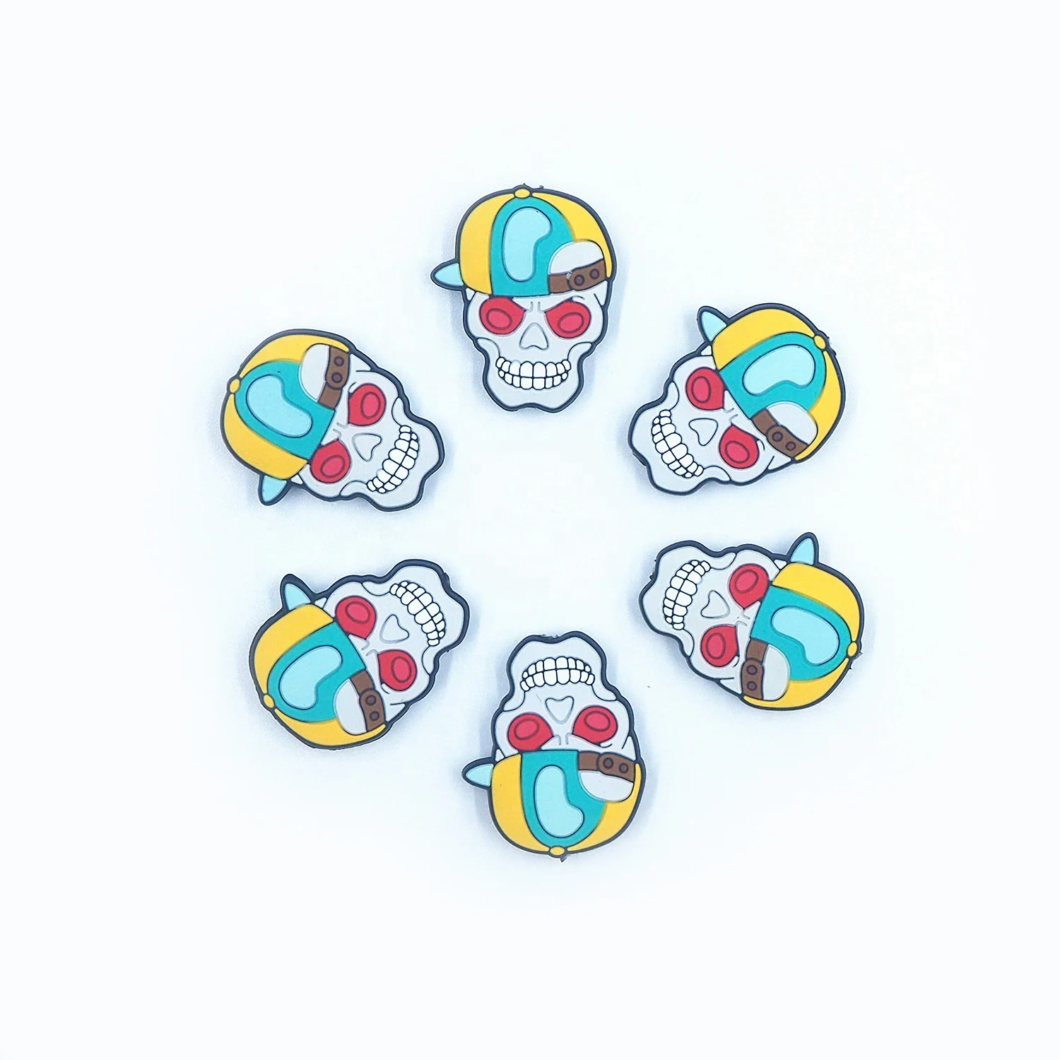 Best Selling Cartoon Design Bead DIY Nipple Chain Jewelry Accessories Skull Silicone Focal Beads For Pens