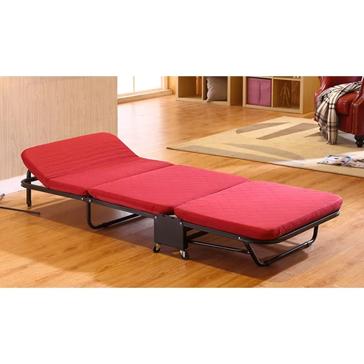 Easy Operation Home Camping Tent Cushion Convertible Metal Folding Bed