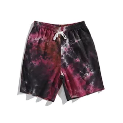 Wholesale loose  comfortable Mens 100%Cotton French Terry Casual Shorts Tie Dye Shorts Mens Shorts