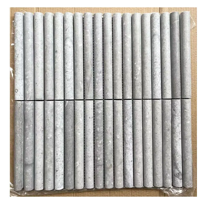 Grey Marble Curve fluted Marble Tiles Pencil trim door panels customized fluted travertine stone mosaic wall tiles shower