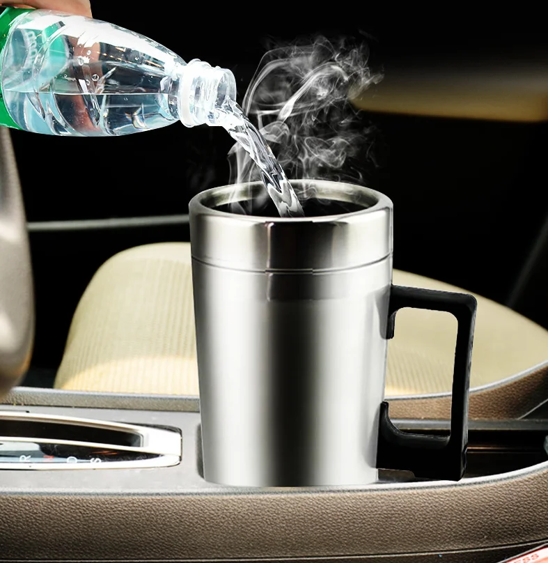 Car Travel Heating Cup Stainless Steel Electric Car Heating Vacuum Cup Auto Universal 12V/24V Insulation Water Cup Kettle
