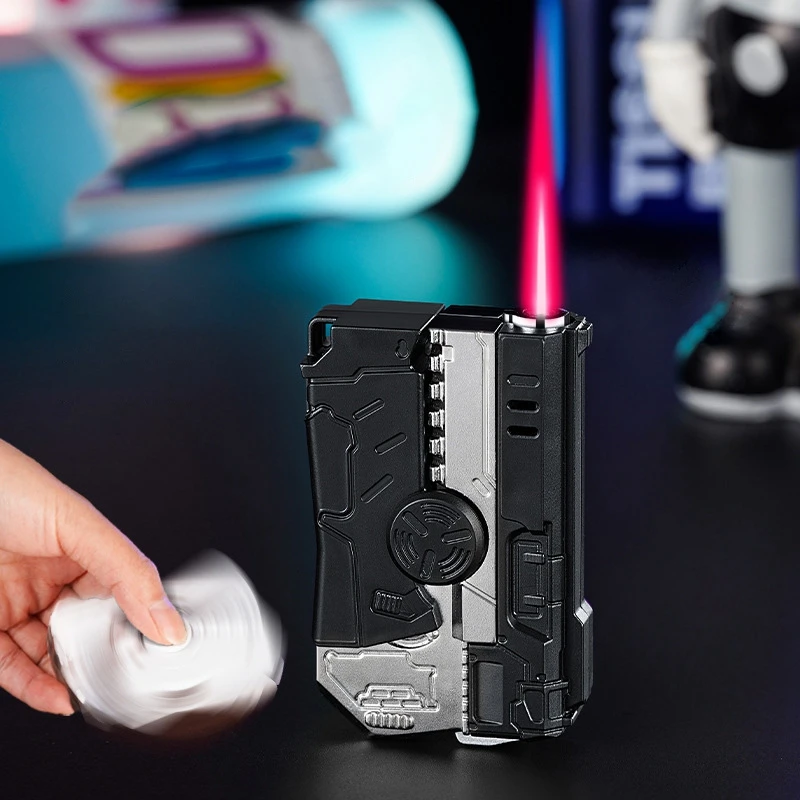 Mecha Gyro Windproof Butane Lighter Red Flame Refillable Gas Lighter for Cigarettes Wholesale Deals