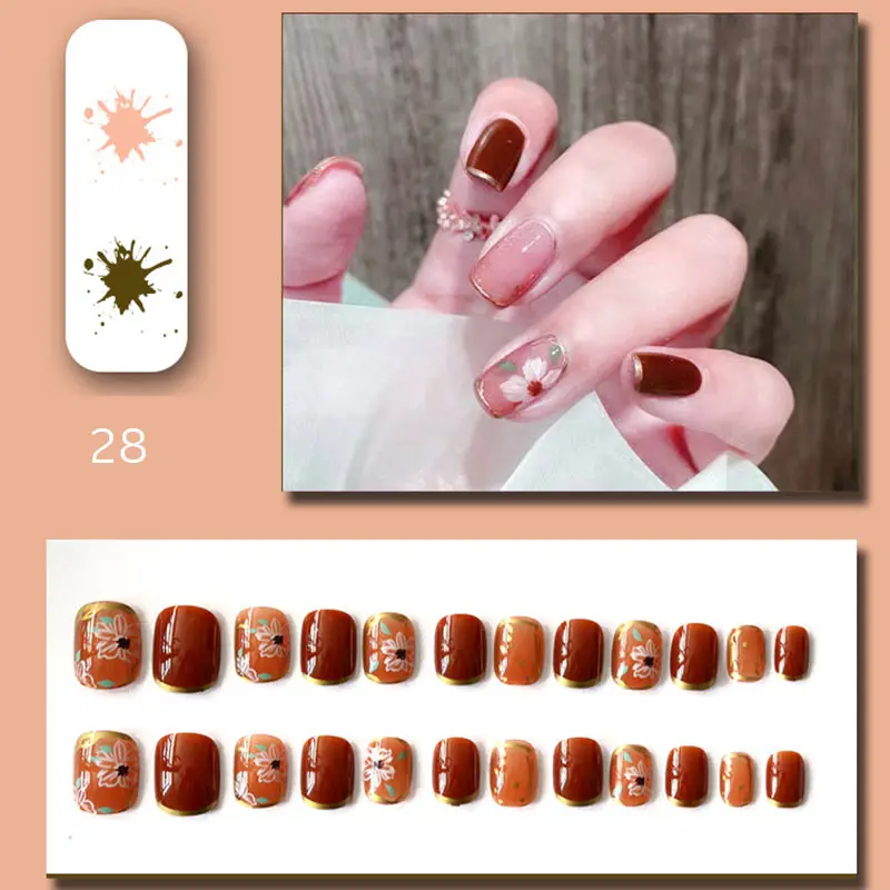 Бронированные ногтевые полоски, новый дизайн, модный пресс для гроба, 24 шт., оптовая продажа ногтей