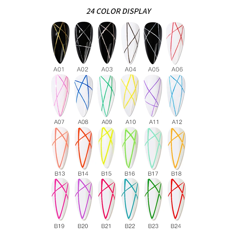 JTING Popular design 5series glow neon platinum disco colors liner gel nail art set collection OEM custom liner gel polish box