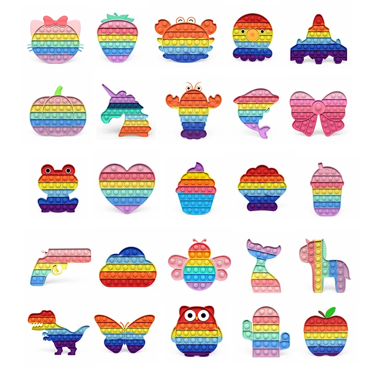 
2021 Hot Sale Amazon All New Design Shape Relieve Stress Pop Push bubble Fidget Sensory Toy Pack For Kids 
