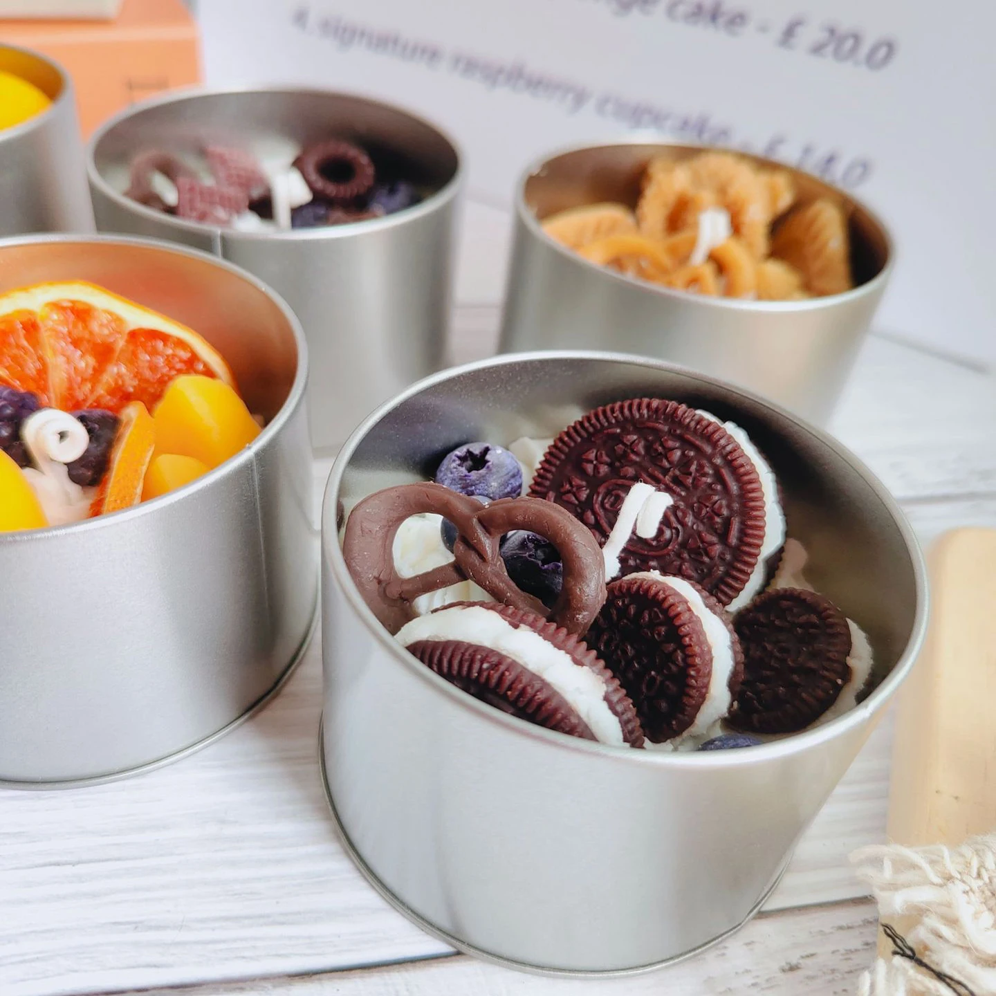 new design soy wax handmade cereal candles custom scent shell scented candle in tin bowl private label