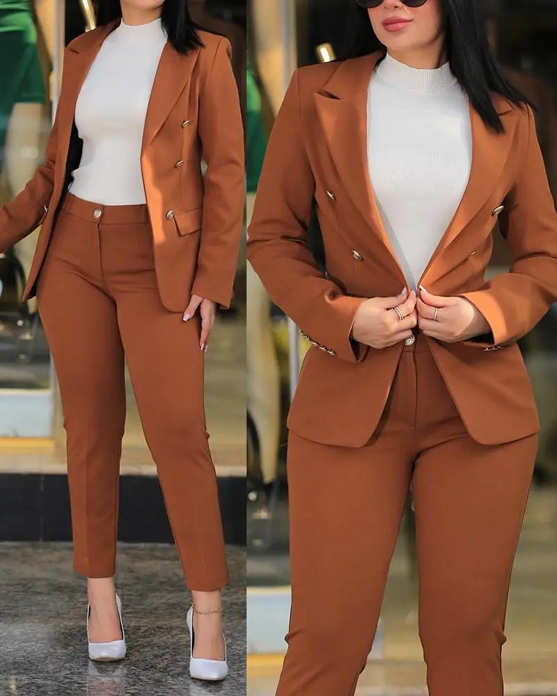 Office New Design Elegant Career Uniform Lady Woman Suits Business Formal Womens Pants Suits