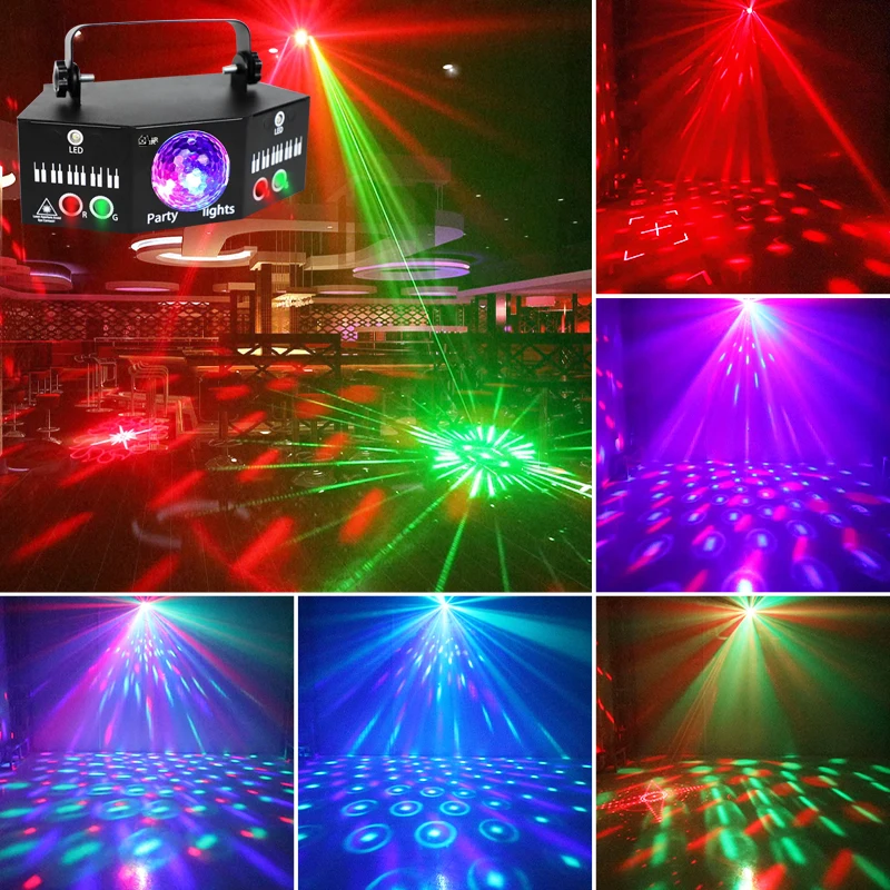 hot sale 6 Eye Stage DJ Disco Lamp DMX 512 Sound Activated Party Lights Remote laser Light Night club Bar Christmas Lighting