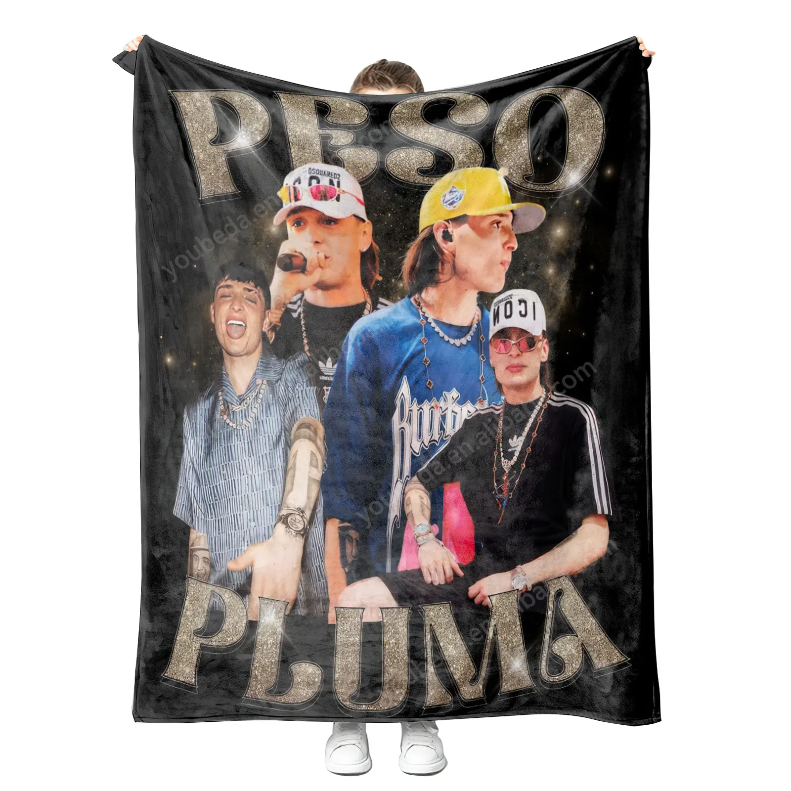 top selling products 2024 Custom peso pluma American concert cover sublimation fluffy travel throw blanket with fans