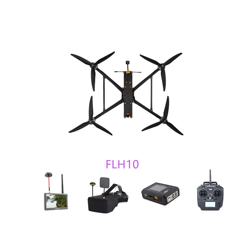FLH FPV drone set 10-inch FPV drone can mount 4kg flight speed 120km/h 480P 1200TVL wide angle camera FPV VR glasses