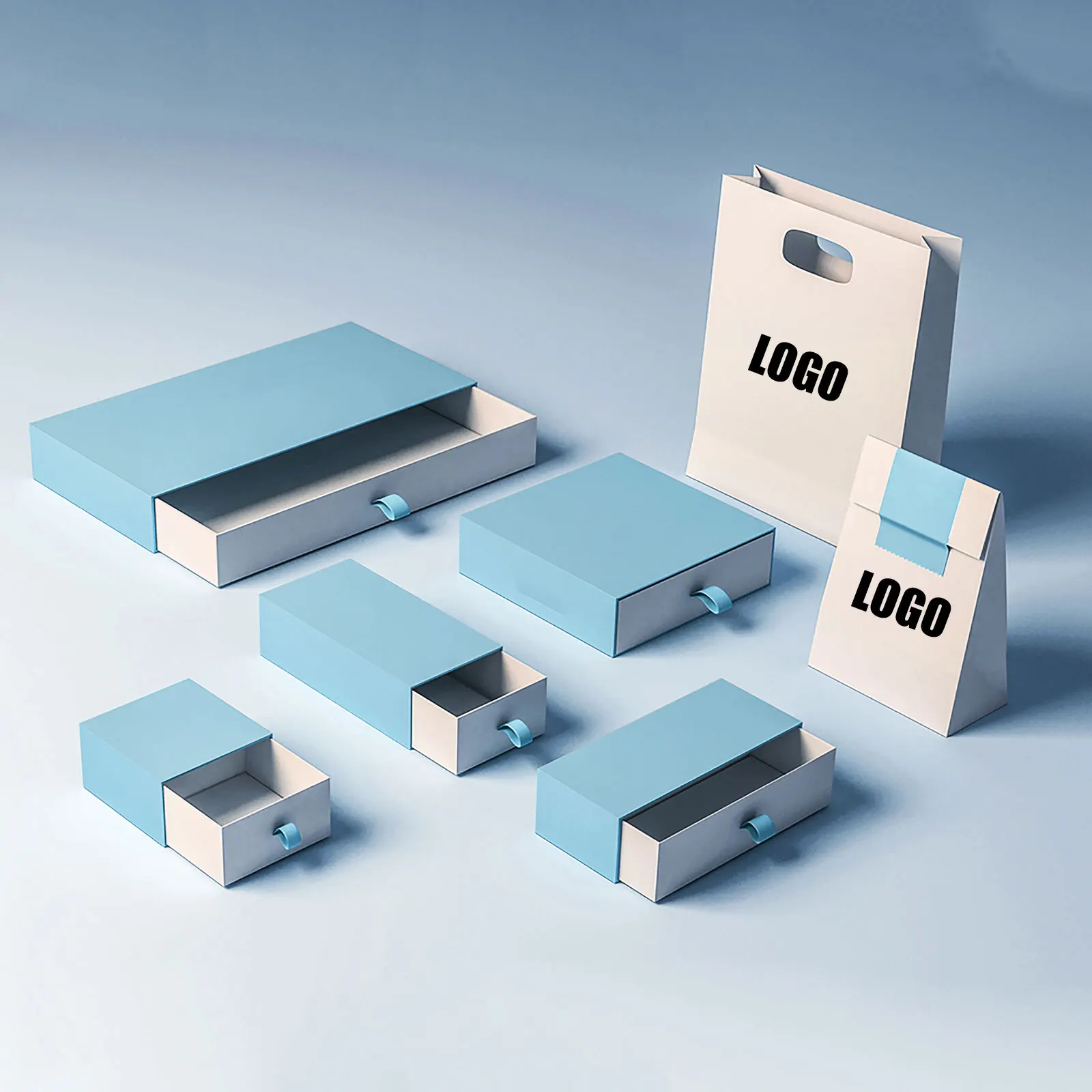 OEM Kuoshi Custom Logo Paper Drawer Jewellery Gift Box Luxury Small Earring Bracelet Necklace Ring Slide Jewelry Box Packaging