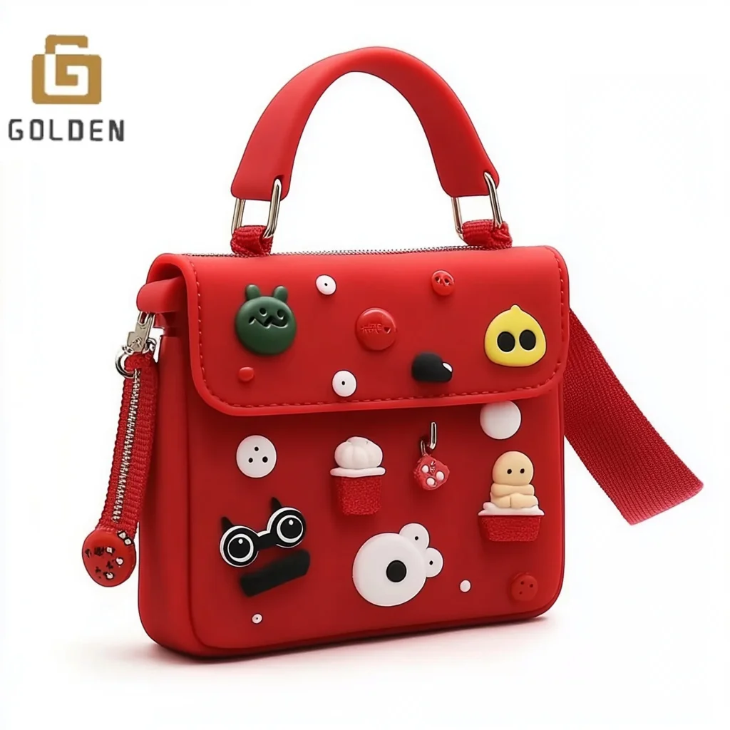 Golden Wholesale Fashion Hot Factory Waterproof Eva Silicone Summer Rubber Handbags Custom Logo Canvas Women Tote Bag
