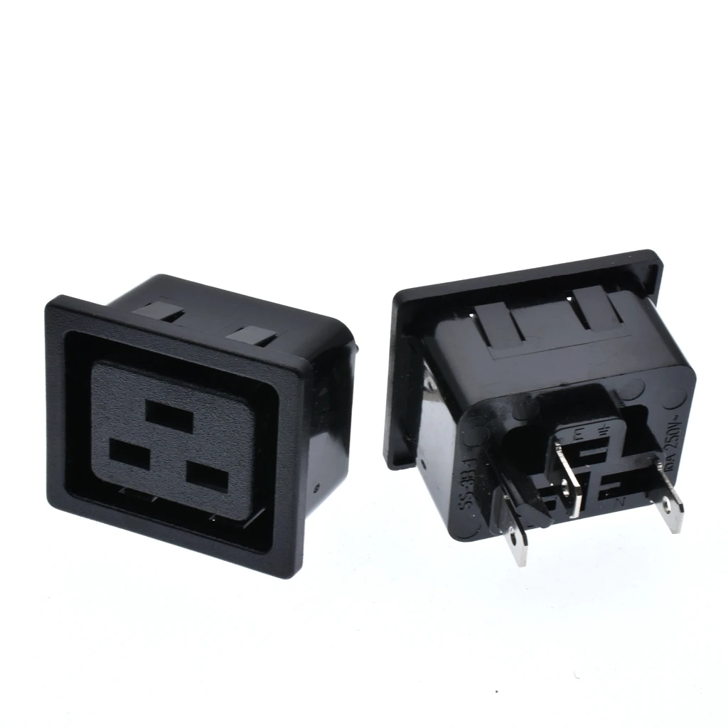 Black CE Copper IEC60320 C19 PDU UPS 3pin AC Power Socket Panel Mount Multiple Power Outlet 16A