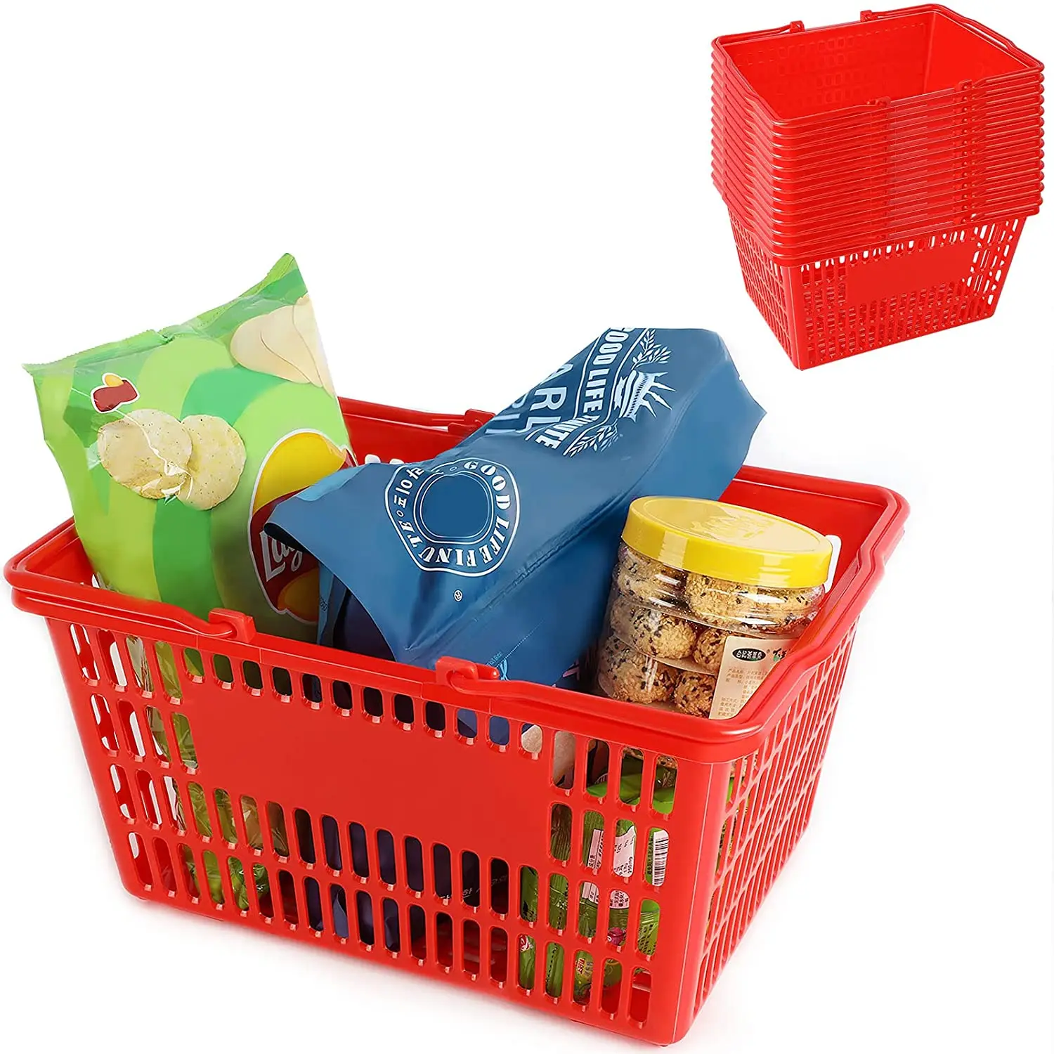 High quality customizable LOGO supermarket white pink shopping basket