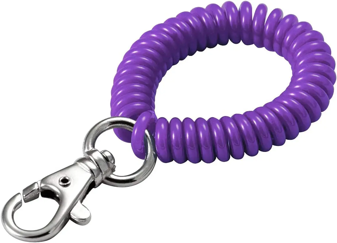 Wholesale Key Ring Colorful  Spiral Wrist Coil with Trigger Snap And Flexible Wrist Band Key Chain