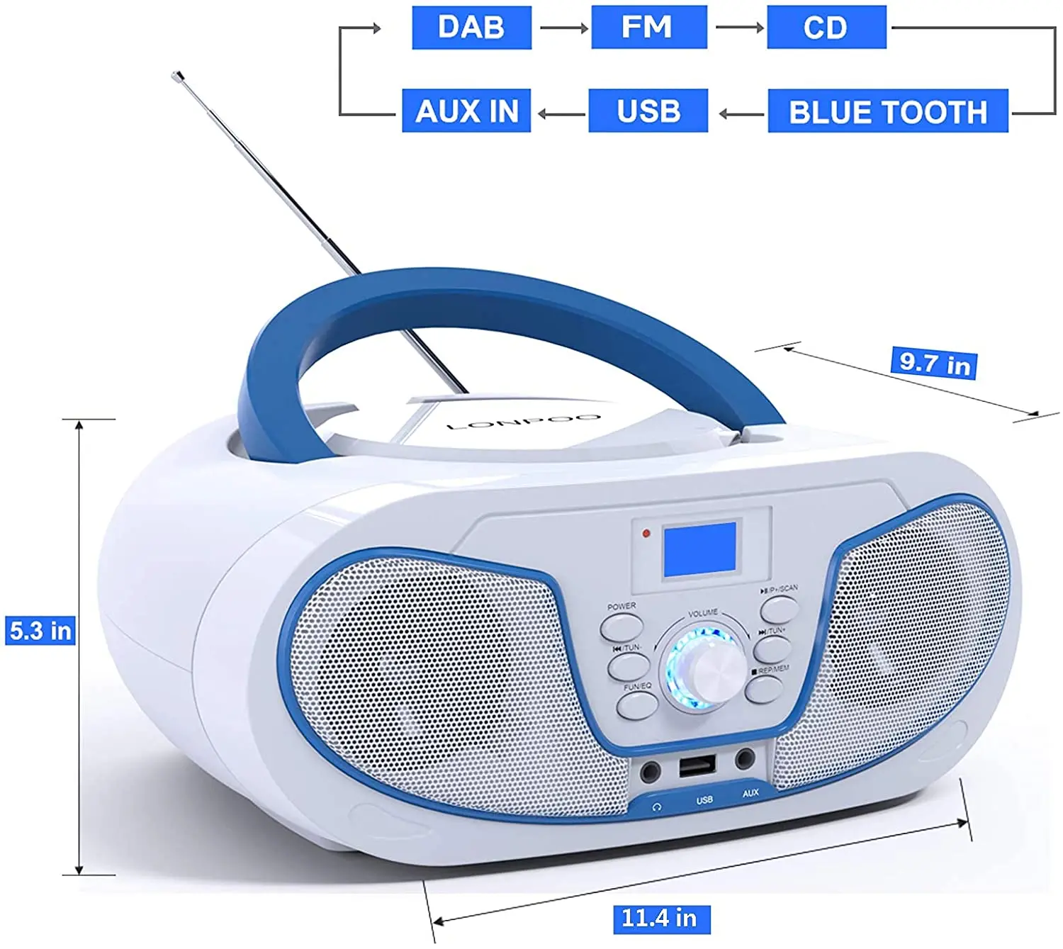 LONPOO brand new material with high performance boombox radio speaker
