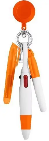 Retractable Shuttle Pen Set Badge Reel Mini Highlighter Neon Marker Pen Key Chain Retractable Badge Reel Badge Holder