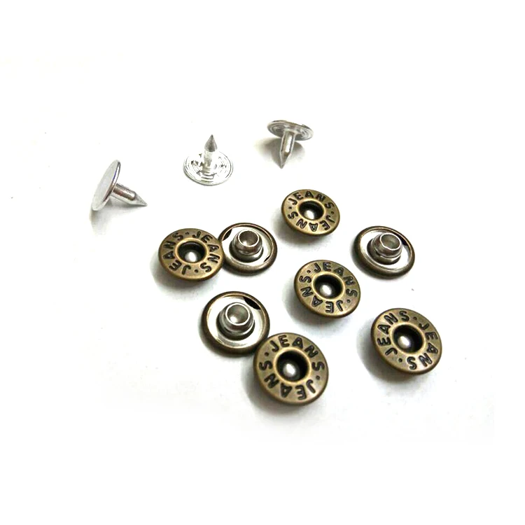 
 Wholesale 9.5mm brass garment jeans rivets with alum nail Antique brass Bronze  