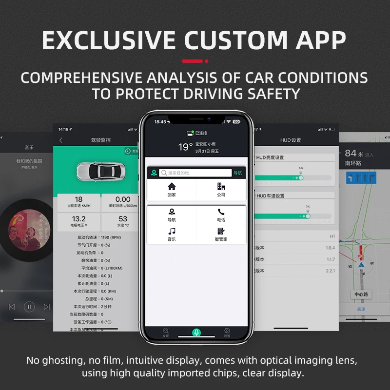 Chipguest Car HUD Head up Display GPS Speed TPMS Time Temperature meter OBD Wireless CarPlay Auto Navigation