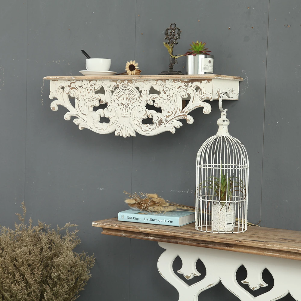 Country Style Home Decoration Wall Mount Cabinet Solid Wood Shelf  Wood Wall Shelves