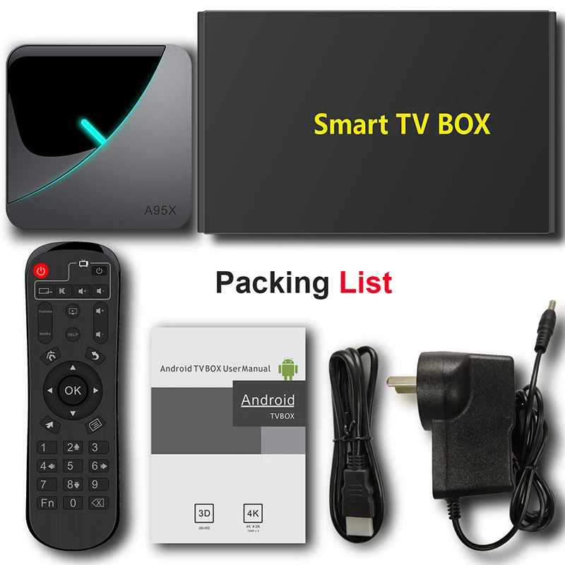  A95X F3 OEM Смарт-бокс Amlogic S905X3 BT RGB light 4 ГБ/64 Гб двойной Wi-Fi Android 9 0