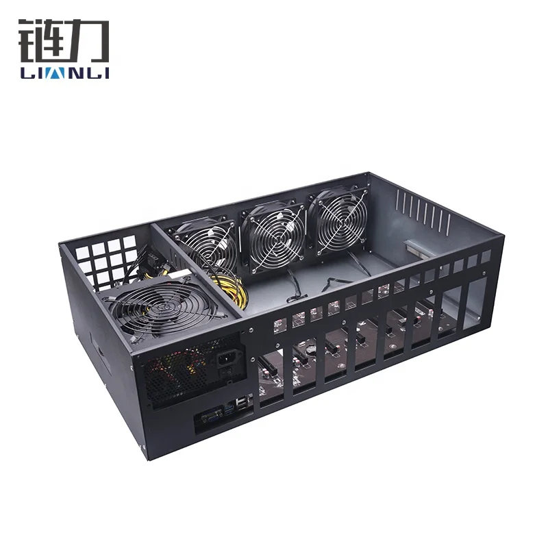 computer hardware pc case with b85 motherboard 55mm 8gpu support 1080ti 1660s graphics cards case