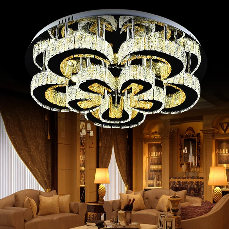 Home Lighting Light Fixtures Round Modern Led Crystal Ceiling Light Bedroom Kitchen Staircase Hotel  For Living Room
