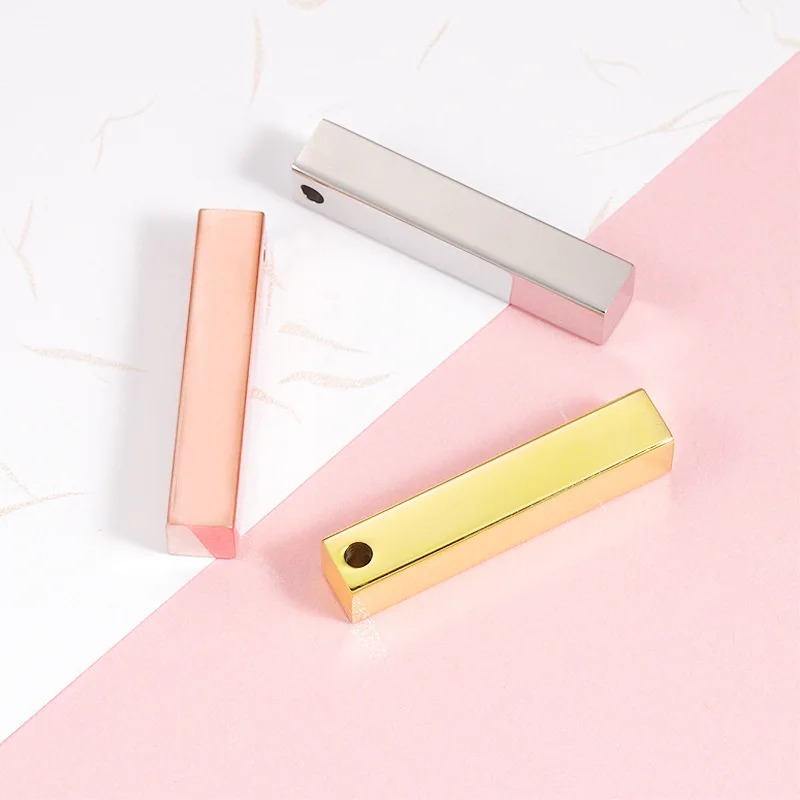Mirror Stainless Steel Stereo Rectangle Jewelry Accessories DIY Stereo Rod Glossy Laser Pendant Wholesale