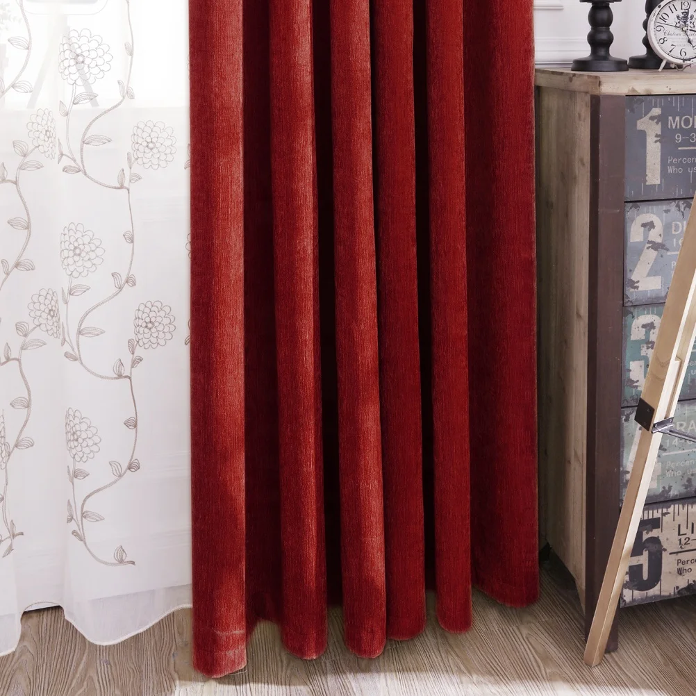 Red Blackout Church Curtains Cloth for Living Room Ready Made Home Cortina Window Treatment Curtain and Drapes