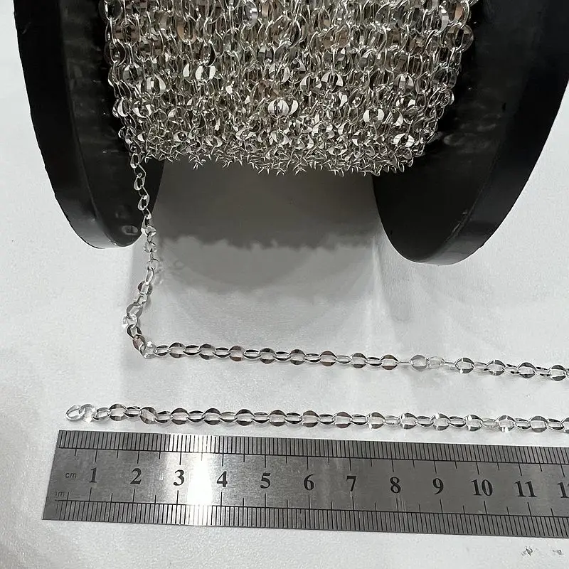 Factory Wholesale Chains by Meter Rollo Cadena Plata Genuine 925 Sterling Silver Chain Roll for Jewelry Making