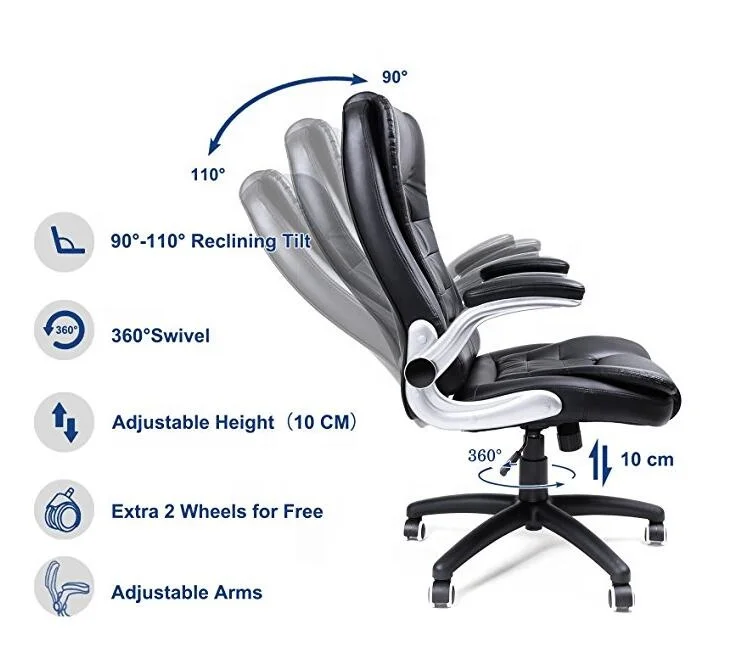 Office Swivel Chair with High Back Large Seat and Flip-Up Armrest Computer Desk Executive Chair PU