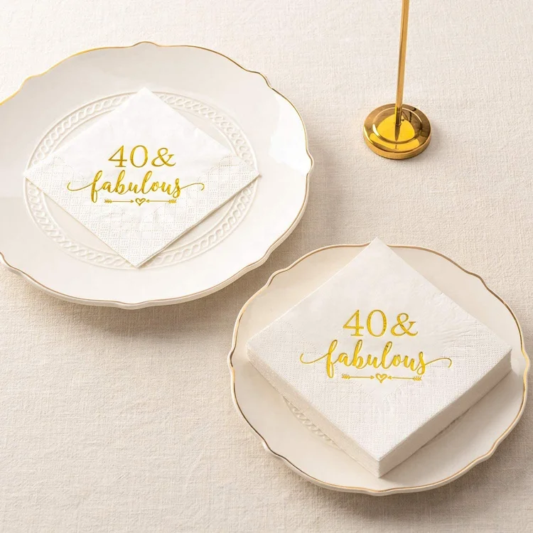 40 And Fabulous Cocktail Napkins Gold for Women 40th Birthday Decorations 40th Birthday Bevergae Dessert Table Supplies