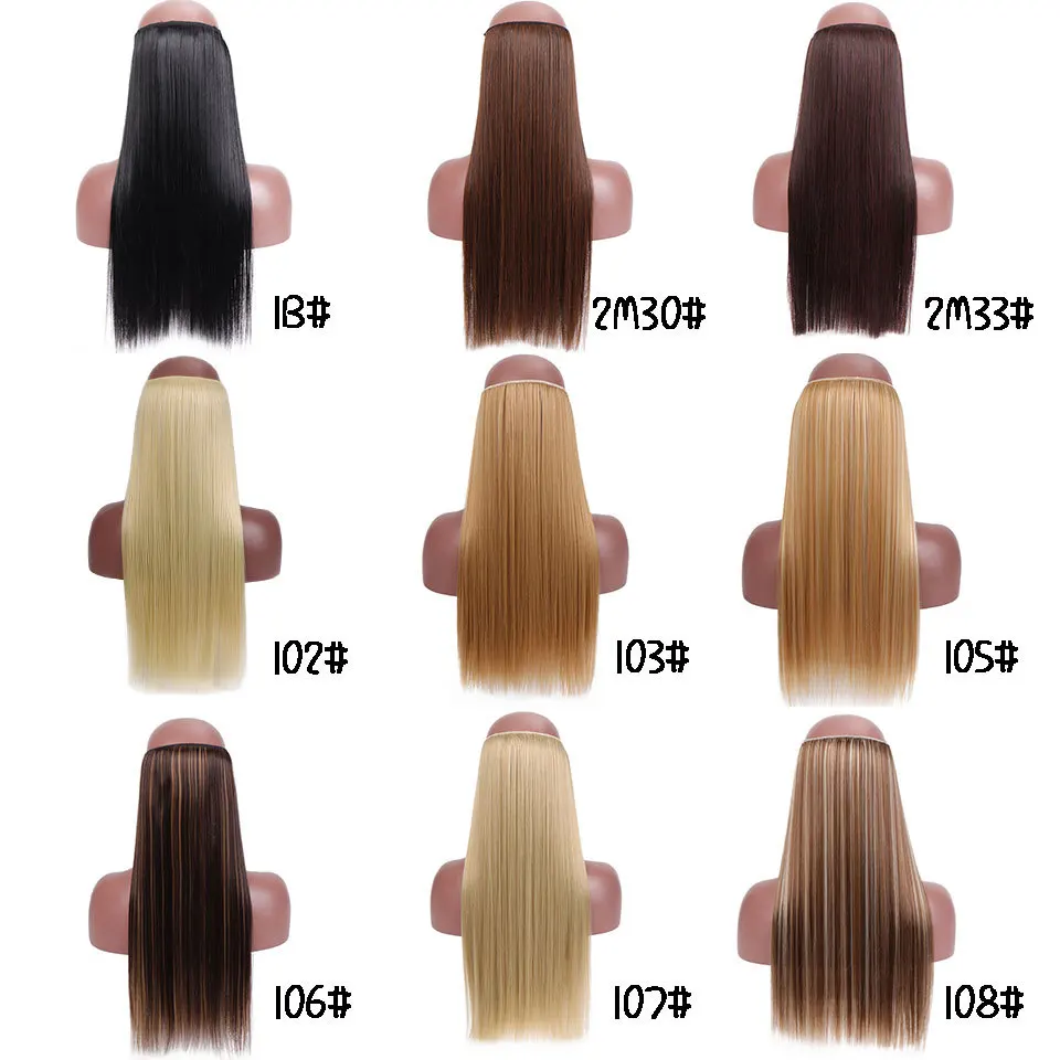 24 Inch Long Straight Curly Wave Layered Ponytail Synthetic Hair Extension Blonde Pony Tail Flexible ponytails wigs supplies