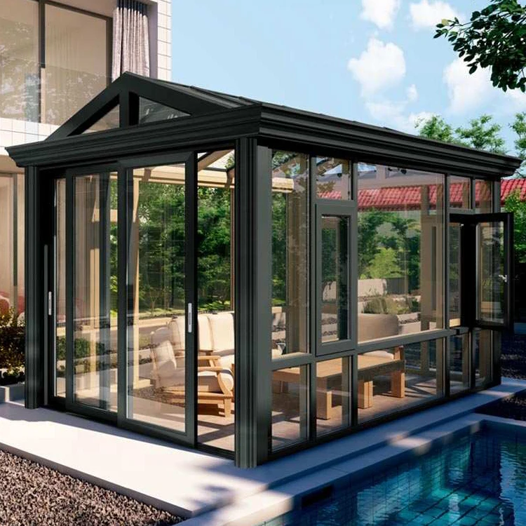 UNIFIVE China Factory Curved Glass Polycarbonate Sunrooms Outdoor Patio Enclosures Glass Room Conservatories Prefabricated