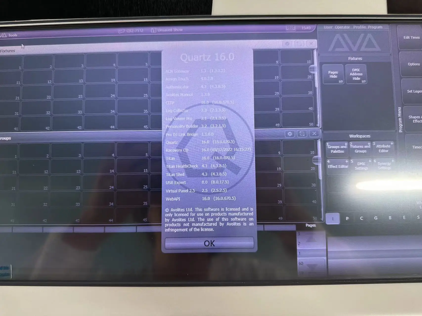 The V16 quartz dmx controller dmx512 Quartz console