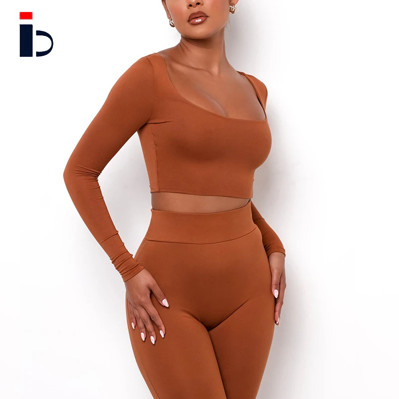 Wholesale Workout Clothing Yoga Wear Crop Top Custom Logo Ladies T Shirt Long Sleeves Sexy Luxury T Shirts For Women Tops
