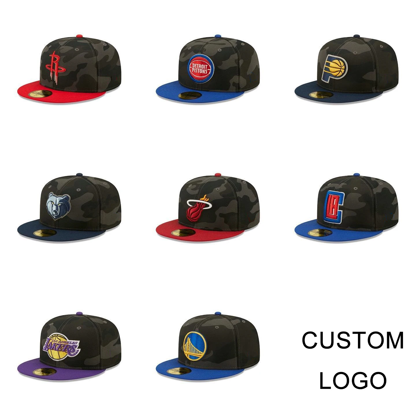 Wholesale New style gorras era 3D embroidery Custom Logo Flat Brim fitted hat Sports Caps  Snapback Basketball Hats For Men