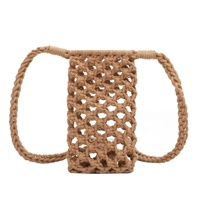 Summer Fashion Knitting Small Crossbody Woven Crochet Phone Bag For Ladies