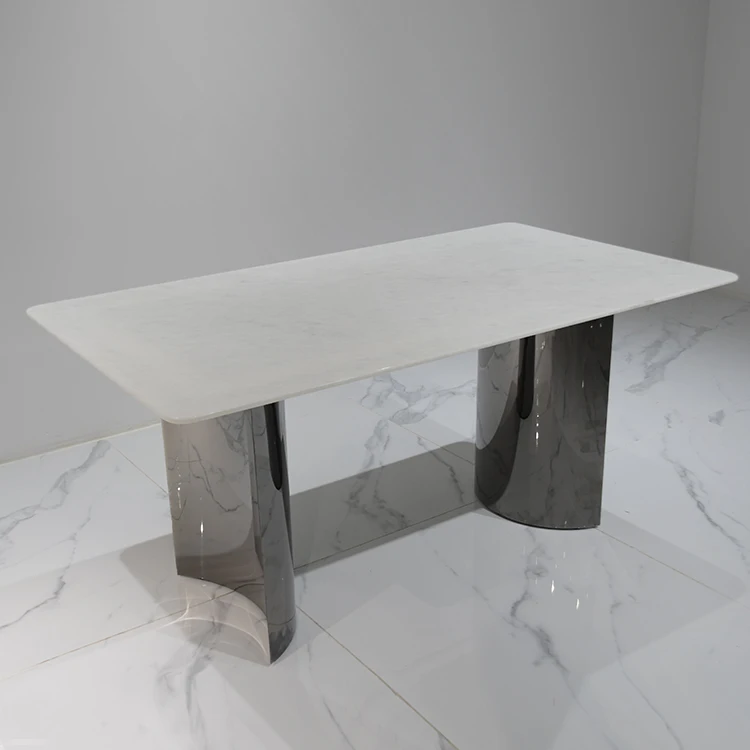 Factory Wholesale Price White Furniture Luxury Natural Stone Dining Table Set Marble