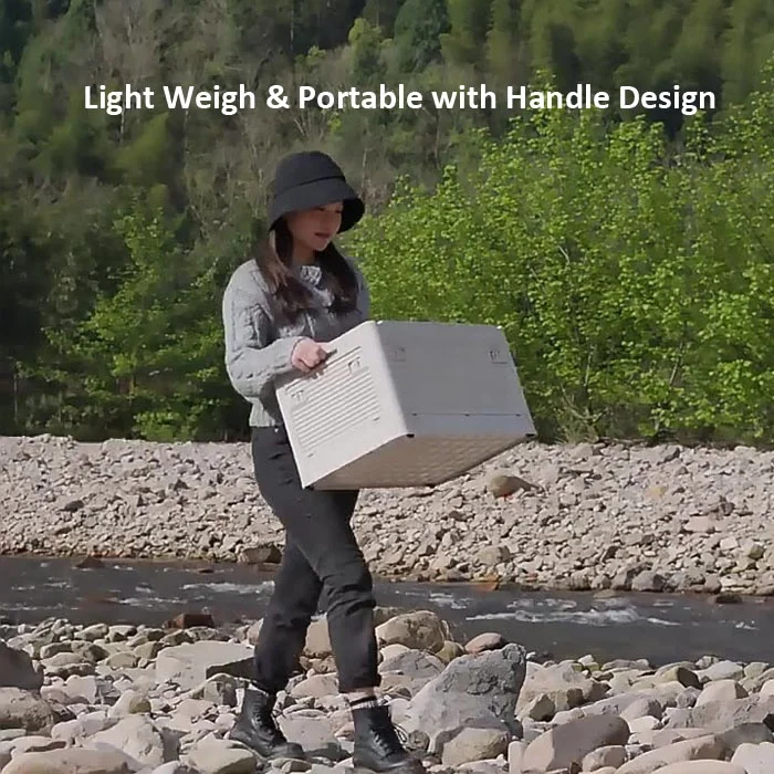 Anjuny Custom Logo Home Car Outdoor Plastic Folding Camping Storage Box with Wood Lid Storage Box