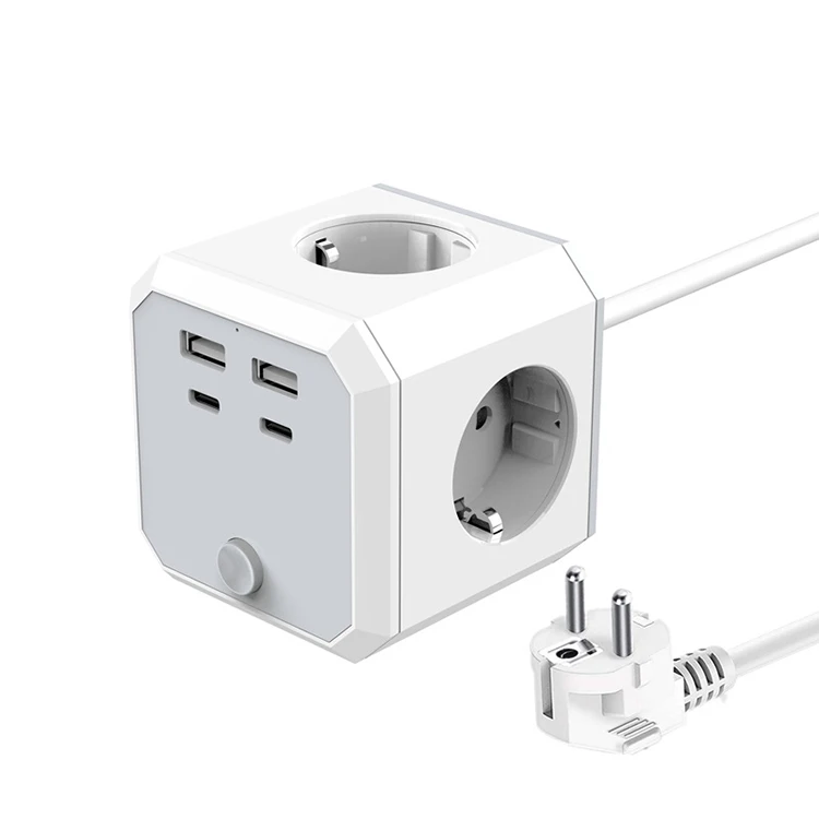  EU/US/UK USB TYPE-C Удлинитель силовой разъем Многофункциональный 4 розетки питания куб домашнего использования пропилен-каучука прокладки с