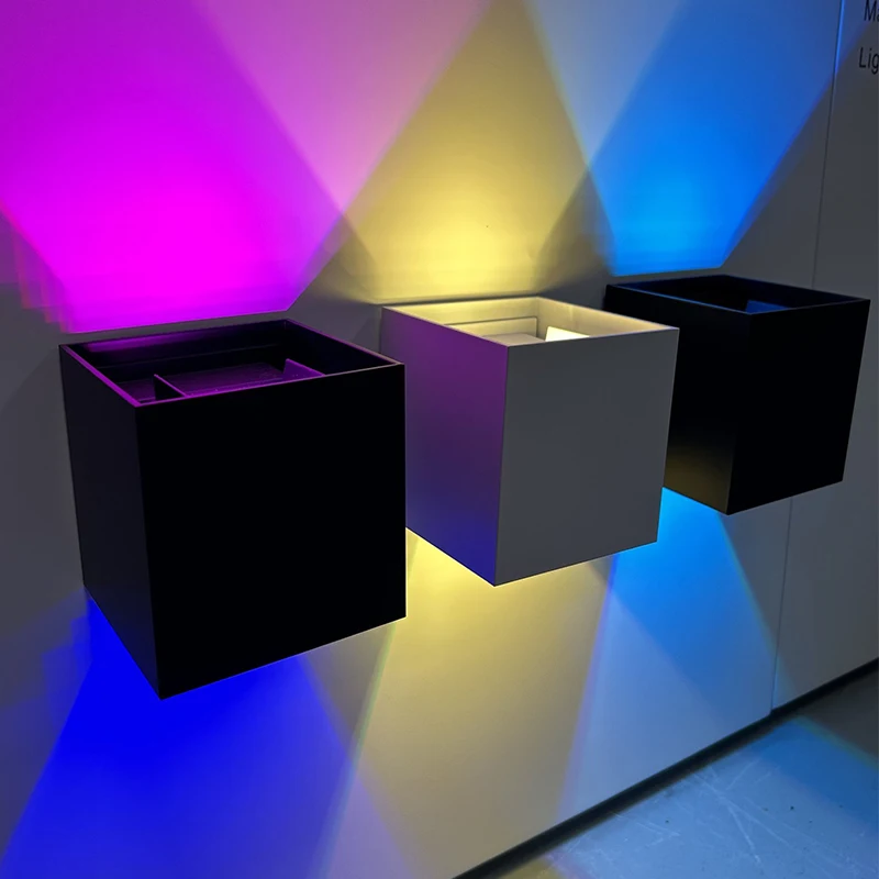 24V Outdoor UP Down LED Wall Light IP65 12W RGB Modern Wall Mount LED CCT Smart Light Loxone KNX DALI Tuya Wifi controller