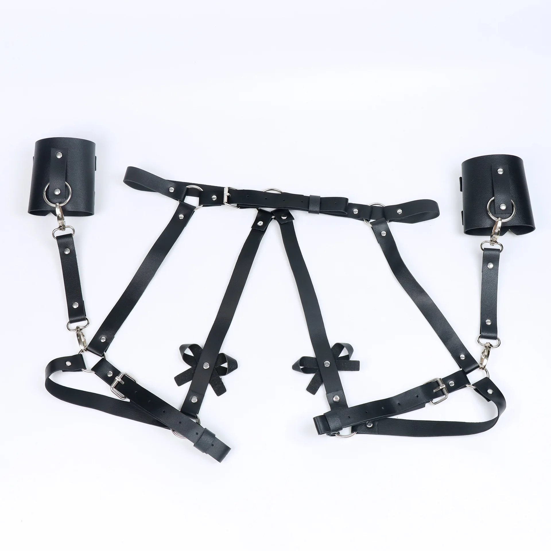 Прямая Продажа с фабрики сексуальный кожаный пояс для бедер петля ног бант кандалы нижнее белье взрослых сексуальные наручники